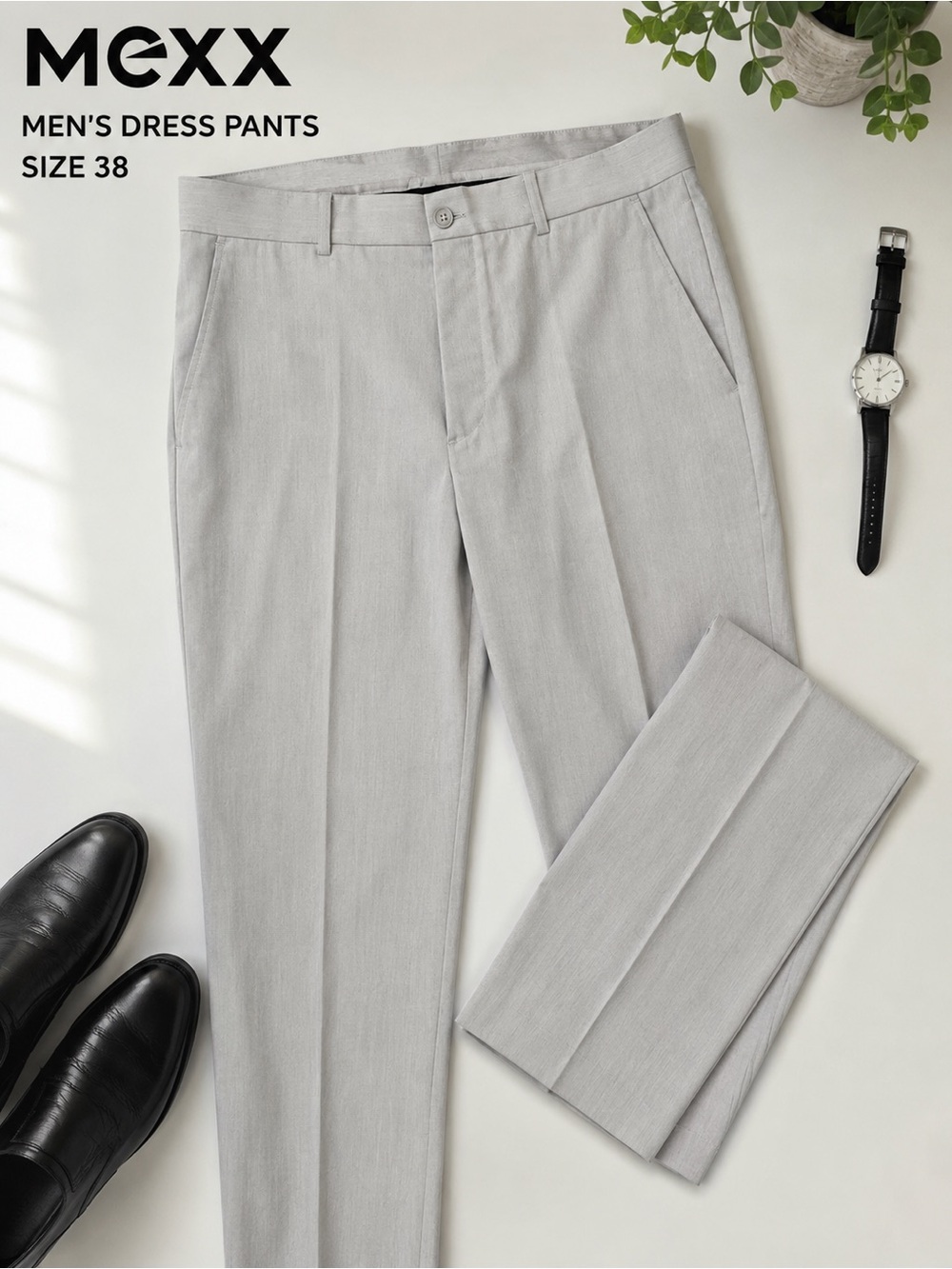 Mexx Men’s Light Grey Dress Pants Trousers Size 38 Tailored